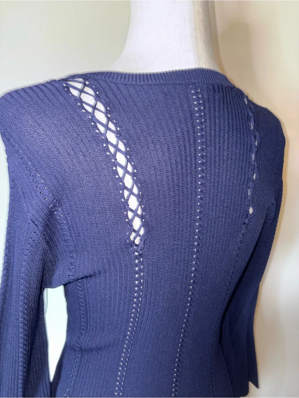 Johnathan Simkhai V-Neck Linked Rib Knit Flared Dress with Lace Up Details Sz S - Picture 6 of 9